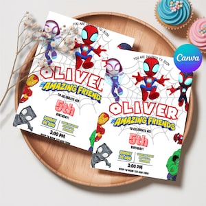 Spidey And His Amazing Friends Birthday Invitation Digital Download Template Editable Spidey Printable Party Invitations Digital Kids Invite