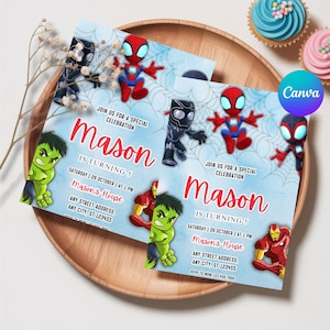 Spidey And His Amazing Friends Birthday Invitation, Spidey Invitation, Spidey Party Spidey And Friends Boy Invite Editable Instant Digital