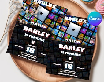 Roblox-Einladung, Kids Roblox Evite, Gamer Party Evite, Jungen-Geburtstags-Roblox-Einladung, Roblox-Geburtstag, bearbeitbare Canva-Vorlage, Download