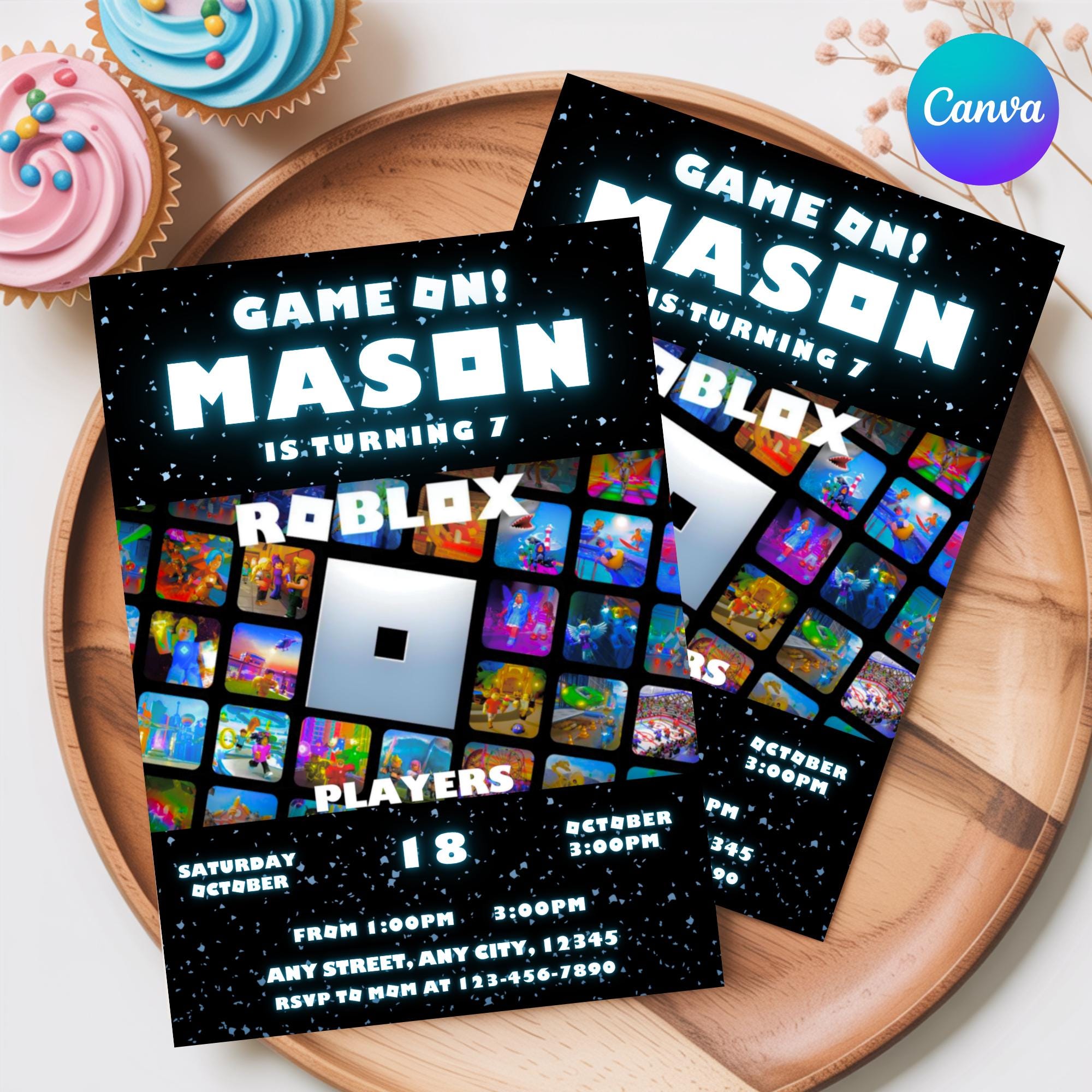 Editable Roblox Birthday Invitation Template, Game Party Invite for ...