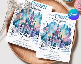 Editable Elsa Invite, Digital Frozen Party Invitation, Custom Frozen Invite, Frozen Birthday Anna Frozen Any Age Birthday Digital Download