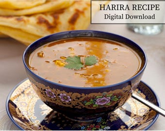 Recette traditionnelle marocaine de soupe harira | Plat authentique du Ramadan | Téléchargement numérique