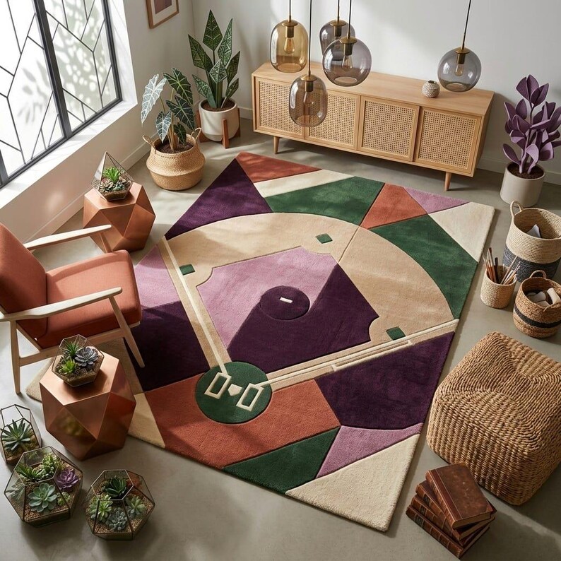 Baseball Field Rug, Hand Tufted Wool Rug, Sports Theme Area Rug ...