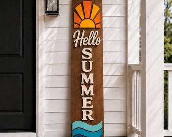 Coastal Porch Sign SVG, Beach House Vertical Laser Cut File
