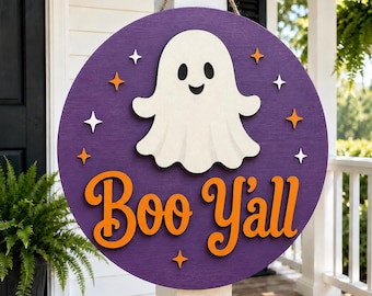 Boo Y’all SVG, Southern Halloween Door Hanger Laser Cut File