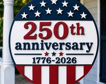 America 250 Door Hanger SVG, Patriotic Round Laser Cut File