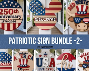 America 250 Sign Bundle SVG, Independence Day Decor