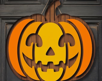 Jack O'Lantern Halloween-deurhanger SVG: lasergesneden bestand (digitale download)