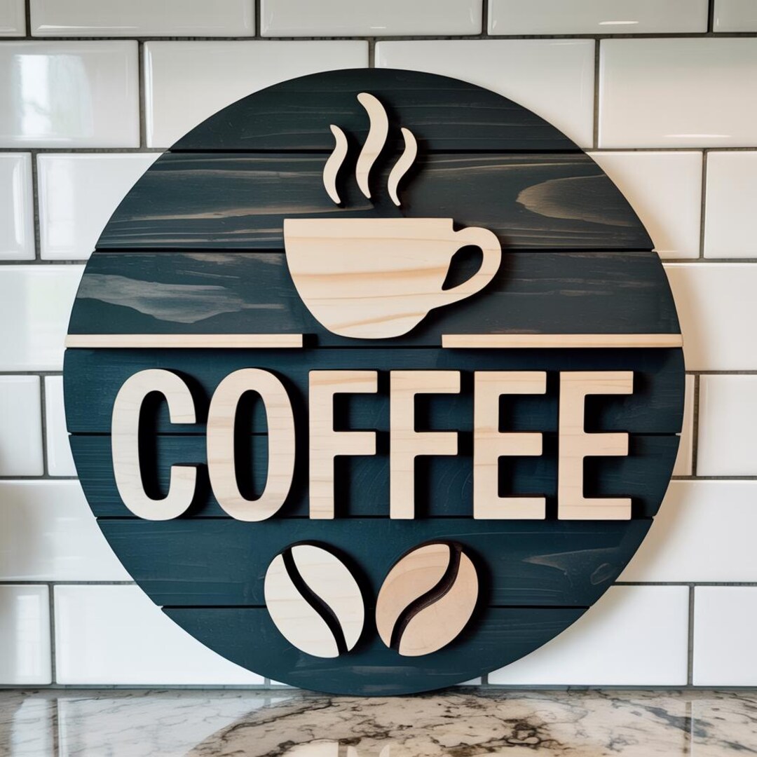 Coffee Door Hanger SVG, Round Kitchen Decor, Laser Cut File - Etsy