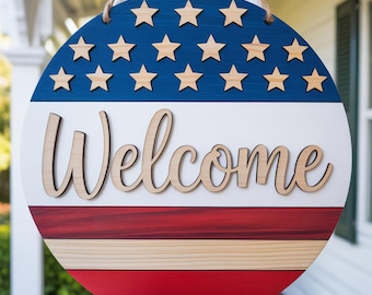 Memorial Day Welcome SVG, Patriotic Front Door Decor