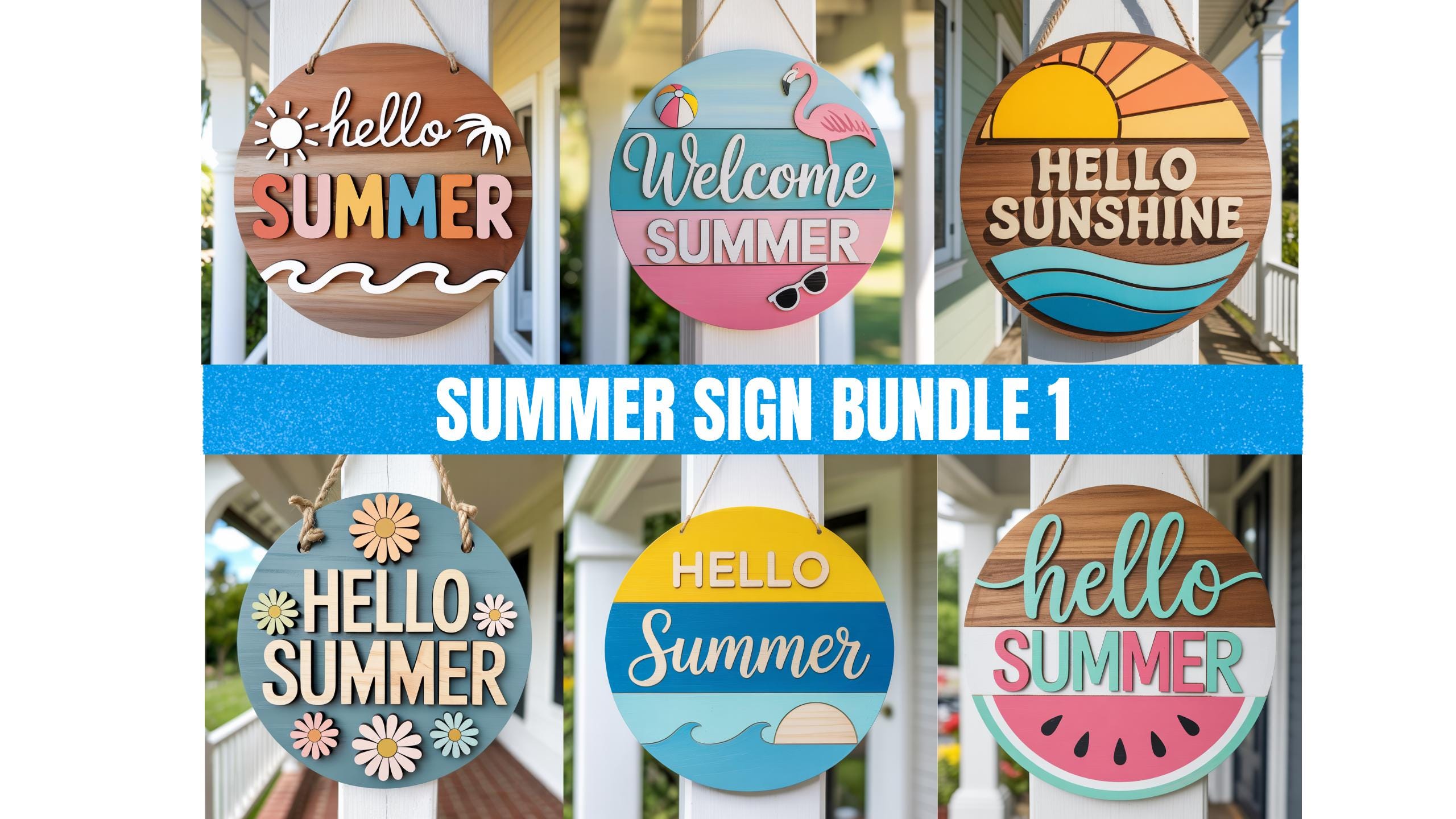 Summer Door Hanger Bundle SVG, 6 Porch Sign Laser Cut Files - Etsy