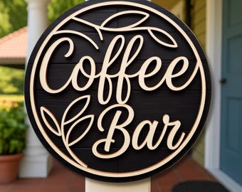 Letrero para cafetería en formato SVG, archivo redondo para corte láser, decoración de pared para cafetería.