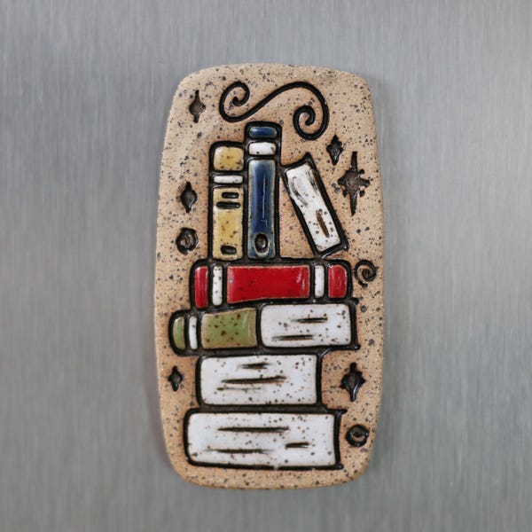 Book Magnet, literature, novels, ceramic fridge ornament