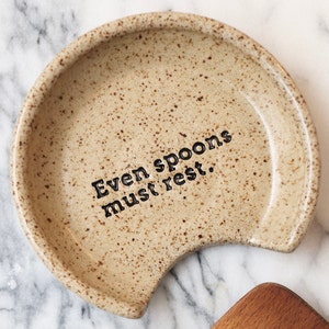 Spoon rest, ceramic dish for kitchen counter or stove top, funny housewarming gift for home cook