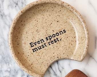 Spoon rest, ceramic dish for kitchen counter or stove top, funny housewarming gift for home cook