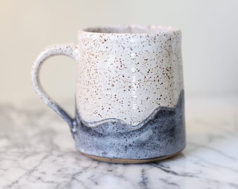 Coffee mug, ceramic handmade cup with wave