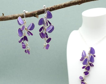 Handmade Silver Wisteria Earrings and Necklace