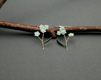 Handmade Forget-me-not Dangle Earrings
