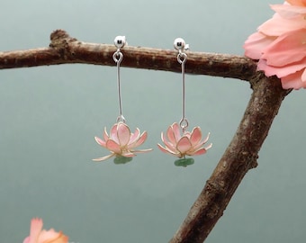 Handmade lotus dangle earrings