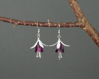 Handmade fuchsia dangle earrings