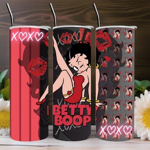 Betty Boop Tumbler Wrap PNG | 20oz Skinny Tumbler Sublimation Design | Retro Cartoon Digital Download | Cricut & Silhouette File