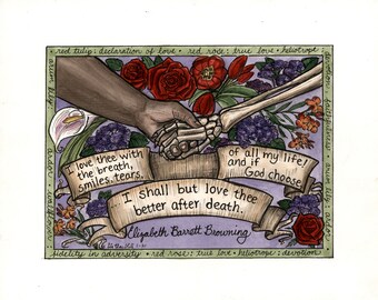 Blooms and Bones: How Do I Love Thee print and notecard