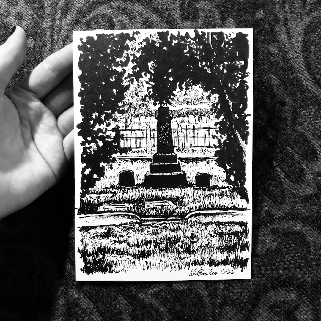 Peaceful Shadows Original Ink Art Graveyard Art Cemetery Etsy