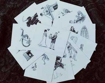 Postcard Set- Monsters with Cats