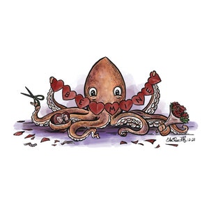 Valentines Octopus Print