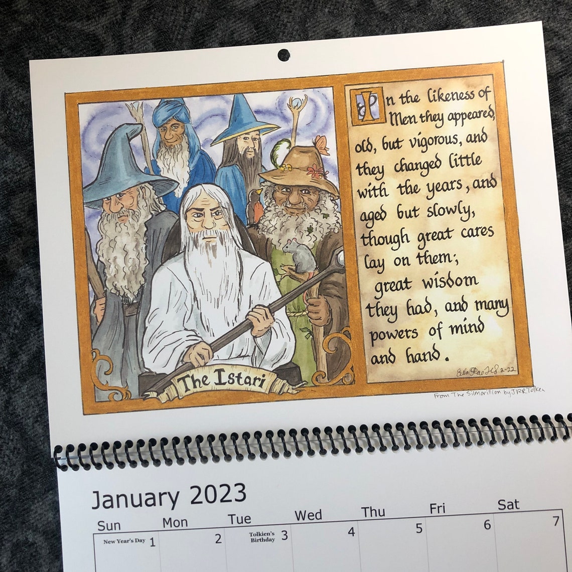 2023-tolkien-calendar-and-postcard-set-gandalf-the-grey-etsy