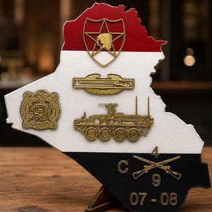 Custom Military Deployment Map Plaque, Iraq or Afghanistan Veteran Gift, Personalized Army Service Display