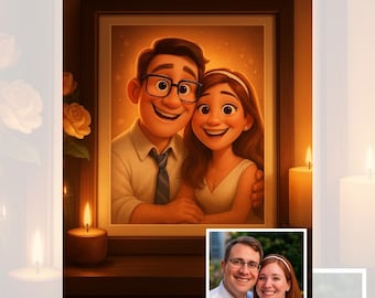 Pixar Style Portrait from Photo,Custom 3D Cartoon Family / Couple / Pet Gift Animated Digital Portrait