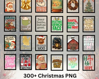300 + Weihnacht-PNG-Mega-Bundle, Retro-preppy Vintage-Weihnachtsclipart, Feiertagsästhetik PNGs, Weihnachtsmann PNG, Weihnachtssublimationsdesigns