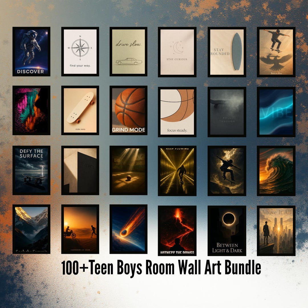 Wall Art Printable Set 100+ Teen Boys Room Decor,boys Bedroom Decor ...