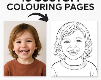 10 Custom Coloring Pages PDF,Personalized Photo Coloring pages,Custom Kids Coloring Book Pages,Digital Coloring PDF,Children’s Gift