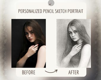 Minimalistisches handgezeichnetes Porträt, benutzerdefinierte Bleistiftskizze von Ihrem Foto, digitale Datei
