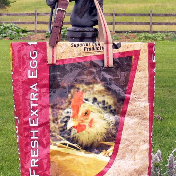 RESERVE FOR CHRIS  Recycled Chicken Feed Bag Tote