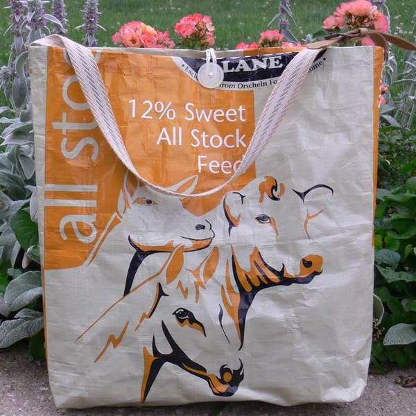 Recycled Sweet feed Bag Tote FREE SHIPPING horse cow goat