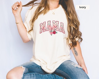 Cherry Mama Shirt, Cute Mom Shirt, Coquette Mom Shirt, Floral Mama Shirt, Mother's Day Shirt, Mama Love, Shirt, Cute Mom Flowers Shirt