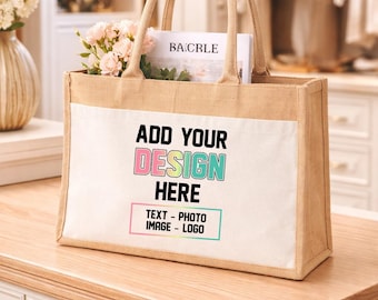 Custom Bulk Jute Bag, Personalized Burlap Bag, Custom Logo Jute Bag, Custom Photo Bag, Custom Image Jute Bag, Your Logo Jute Bag