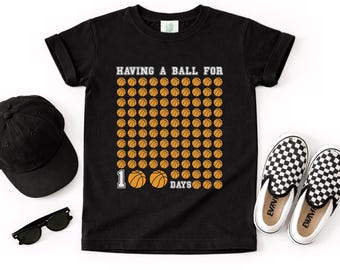 100 Days of School Shirt for Kids, Toddler Tshirt Basketball, 100th Day Celebration Tee, 100 Days Outfit, Rabbit Skins Baby Bodysuit