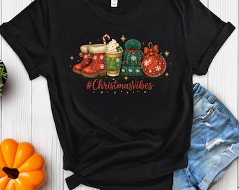 Retro Christmas Vibes Tshirt, Womens Christmas Tshirt, Holiday Tshirt, Cute Christmas Youth Tshirt, Christmas Baby Body Suit, Winter Shirt