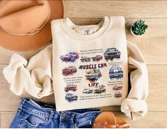 Muscle Car Life Sweatshirt – Vintage Car Quote Graphic Pullover Retro Racing Gift for Him, HotRod Hoodie Horsepower Sweater, Retro Car Love