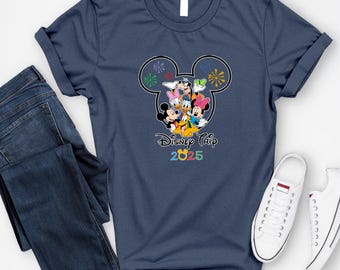 Camiseta navideña Disney personalizada, camiseta navideña Disney 2025 personalizada, camiseta navideña Disney a juego para toda la familia, viaje a Disney 2026 Navidad