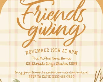 Editable Friendsgiving Invitation | Thanksgiving Dinner Evite | Digital Party Invite Template | Fall Gathering Instant Download