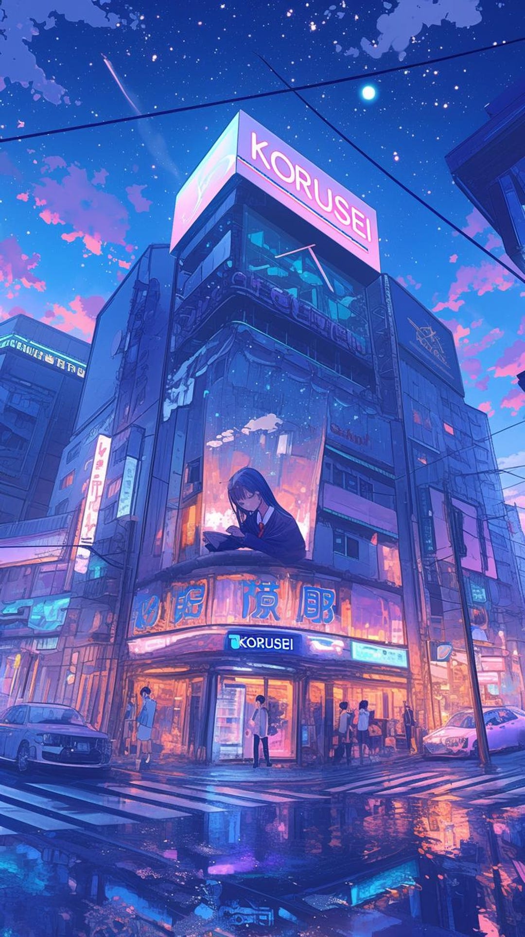 Retro Anime City Poster • Neon Tokyo-style Digital Art | Korusei - Etsy