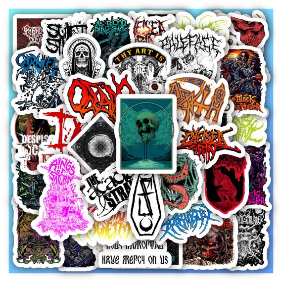 Deathcore Stickers Sheet | Metal Band Vinyl Decals for Laptop, Water Bottle 40 Piece