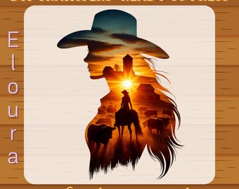 Western Farm Cowboy Silhouette DTF Transfer: Ready To Press, Western Rodeo Design, Cowgirl Sunset, Ranch Life, Heat Press Transfer