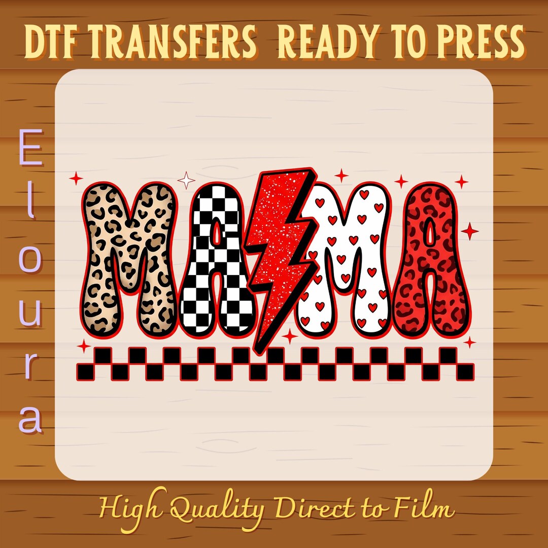 Mama Leopard Print DTF Transfer: Ready to Press Checkered Edgy Mama ...