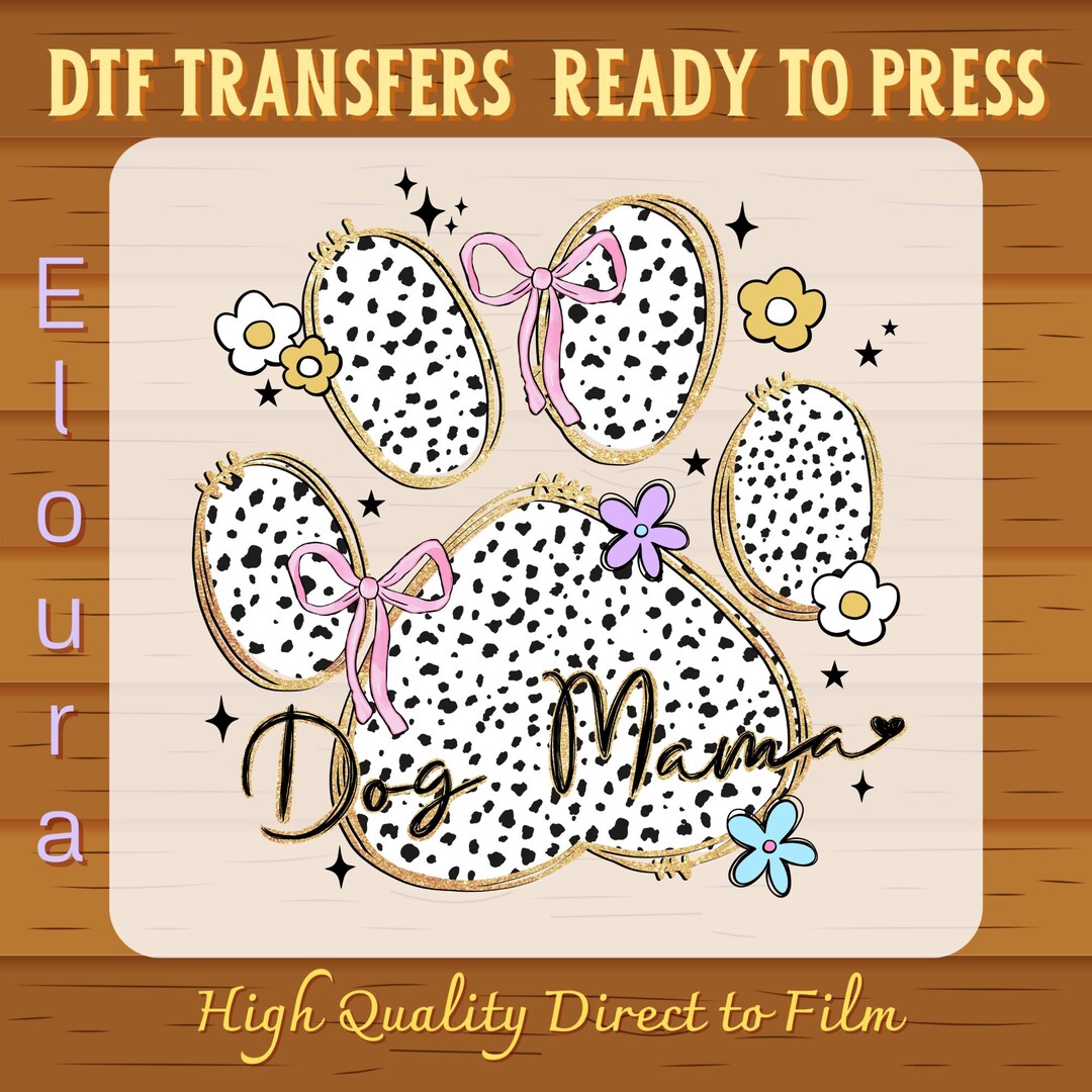 Coquette Dog Mama DTF Transfer: Ready to Press Floral Dog Lover Design ...